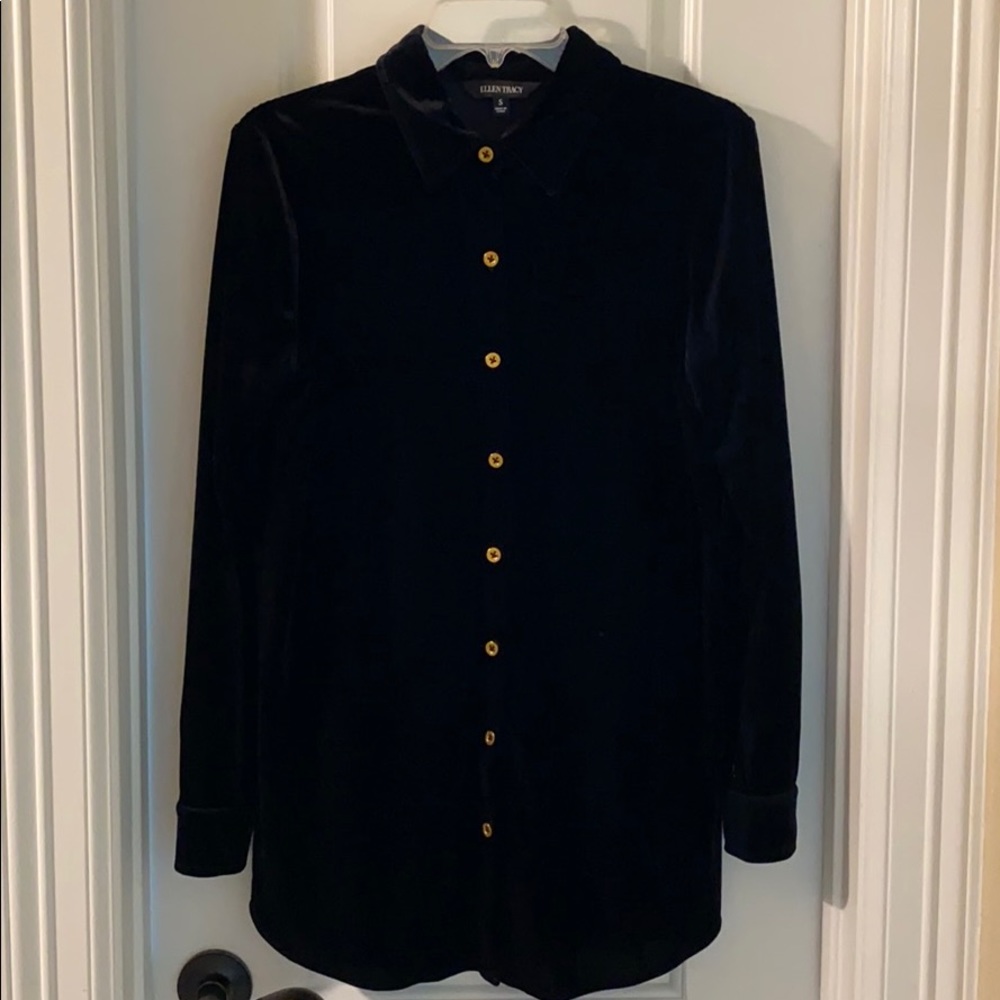 Ellen Tracy velvet button up dress